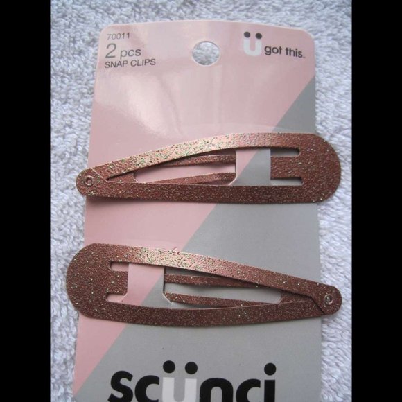 2 Scunci Large 3" Metal Glitter Snap Contour Hair Clips Conair Silver Gold Pink - Picture 6 of 11